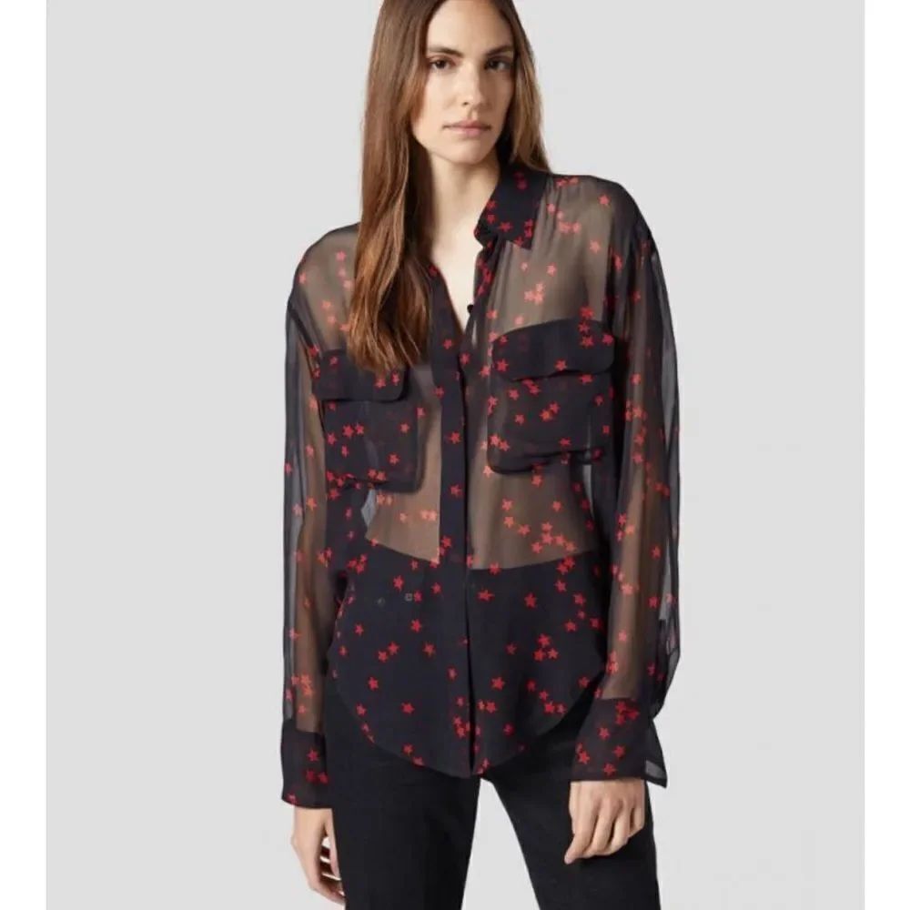 Equipment Womens Long Sleeve | Melanni Silk Shirt Trueblack/Fieryred